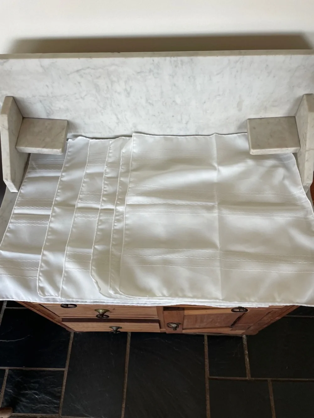 VINTAGE Set of White Hemstitched Cloth Napkins (6)